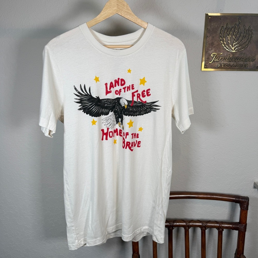 Oat Collective Womens‎ Land of the Free Eagle Graphic Tee Cream Medium S